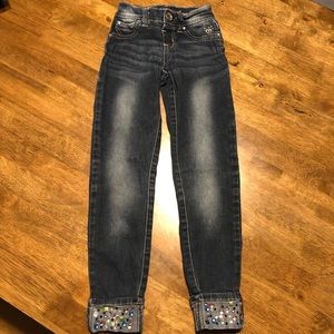 GUC Girls Justice Premium Jeans Cuff Jeweled SZ 7S
